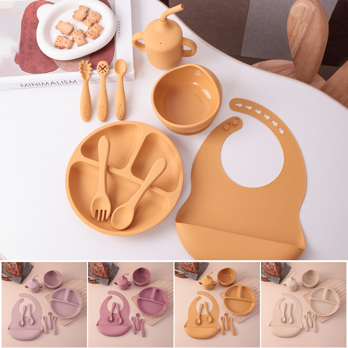 Baby Food Hipp - 9PCS Silicone Baby Feeding Set Suction