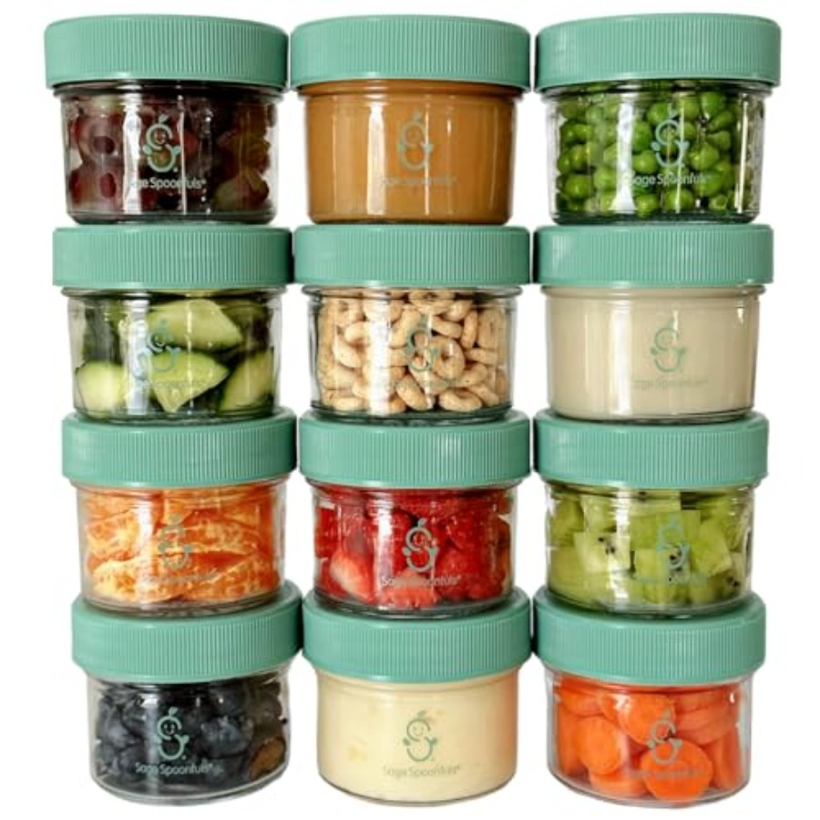 Baby Food Glass Jars - Sage Spoonfuls -12 Pack 4 oz