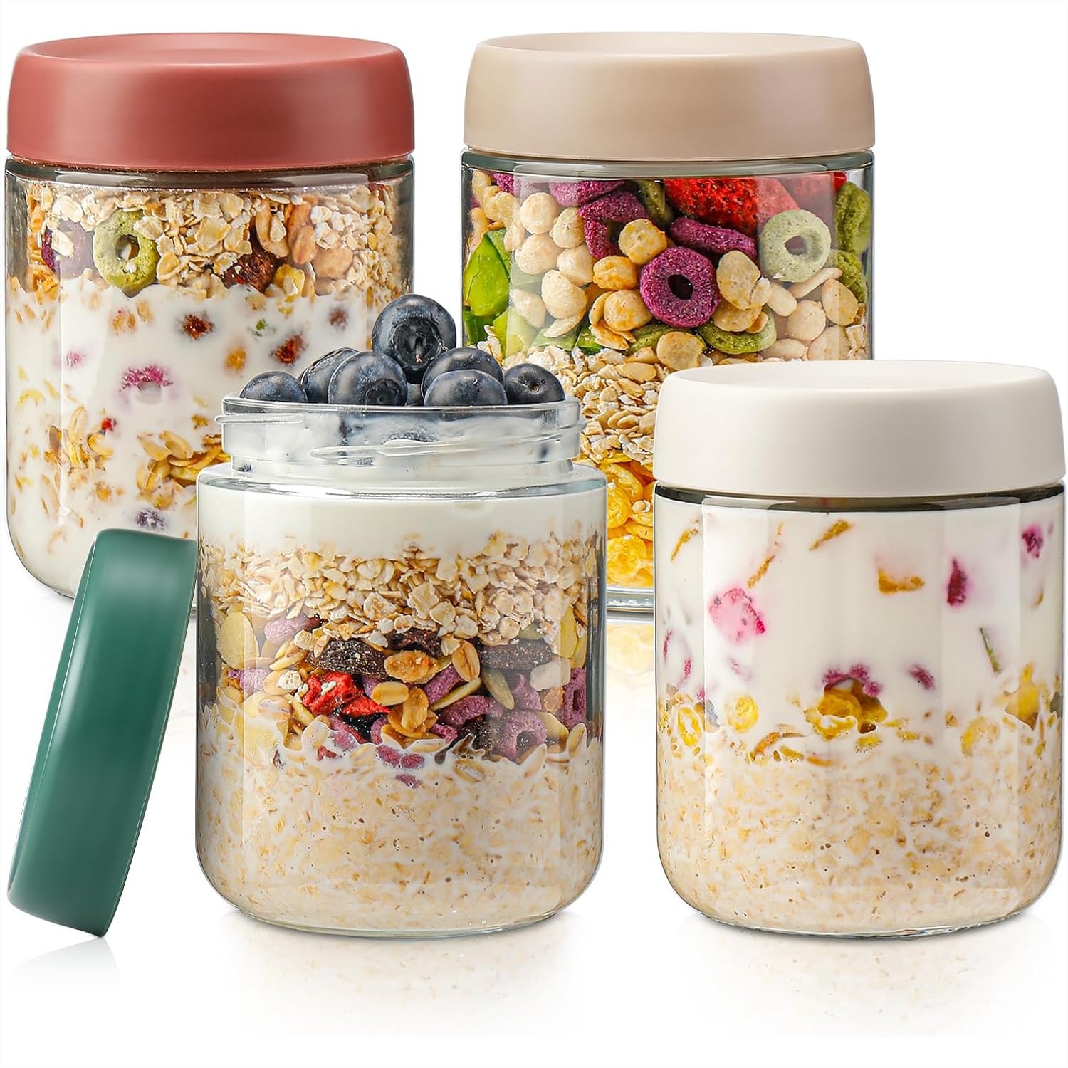 Baby Food Glass Jar - Glass Overnight Oats Containers with Lids,