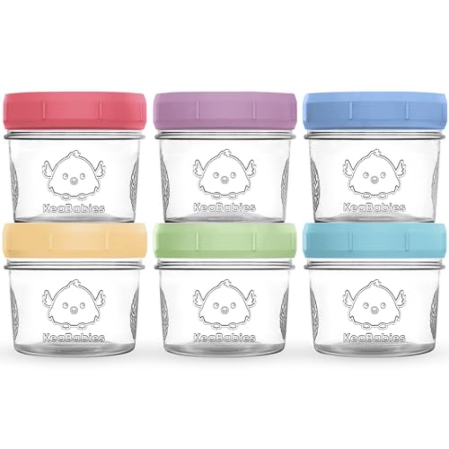 Baby Food Glass Jars - KeaBabies 6pk 4oz Glass Baby Food