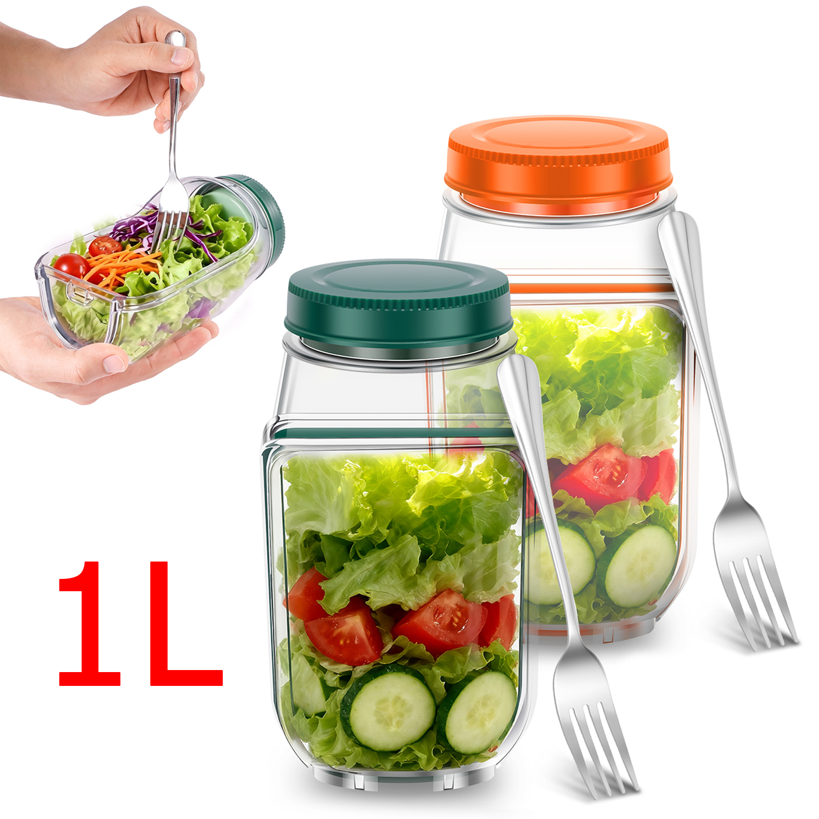 Baby Food Glass Jars - Salad Pod Salad Jar Portable Side-Opening
