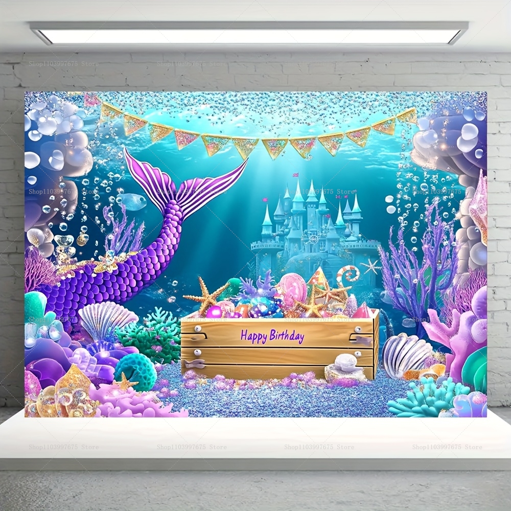 Mermaid Party Backdrops Childr - огляд і ціна Baby Food Plan