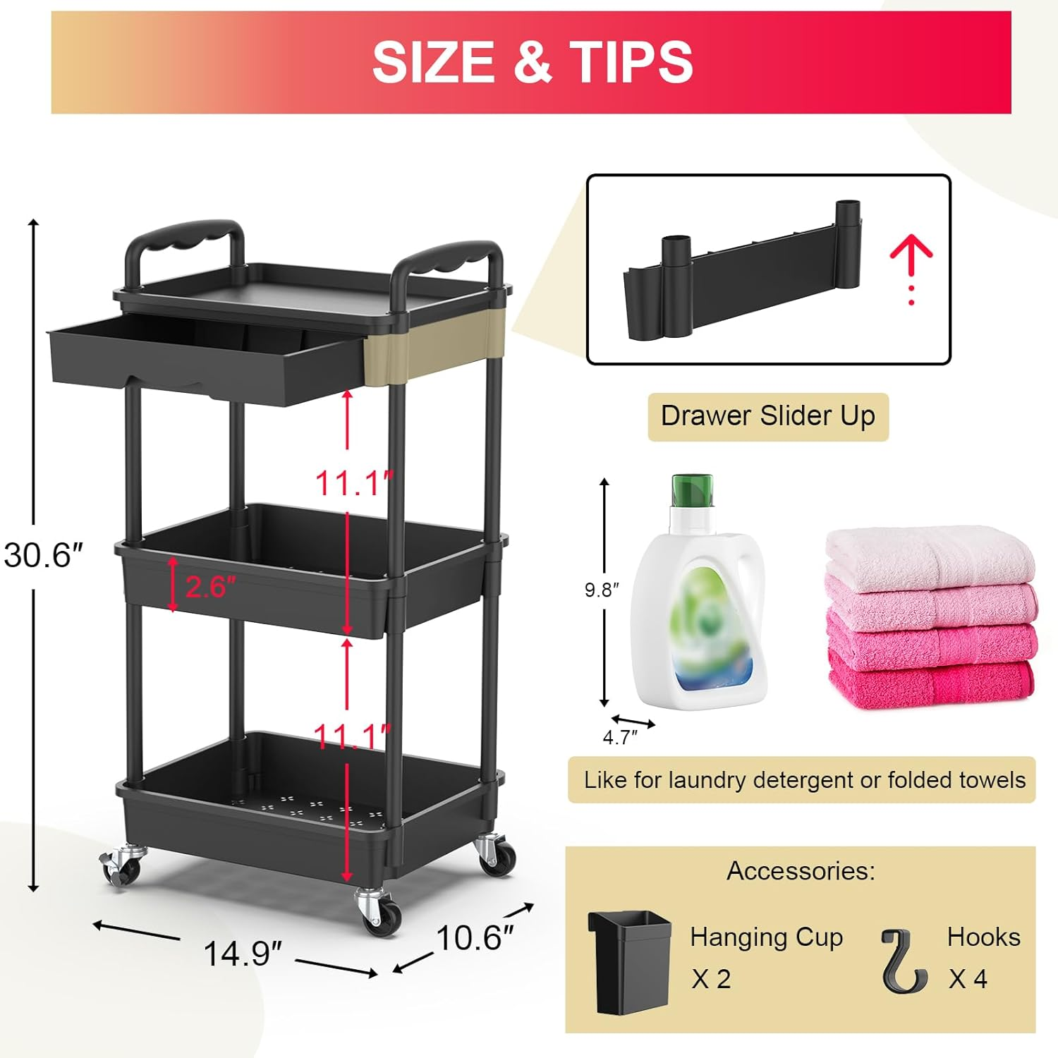 3 Tier Rolling Utility Cart wi - огляд і ціна Baby Food Organizer