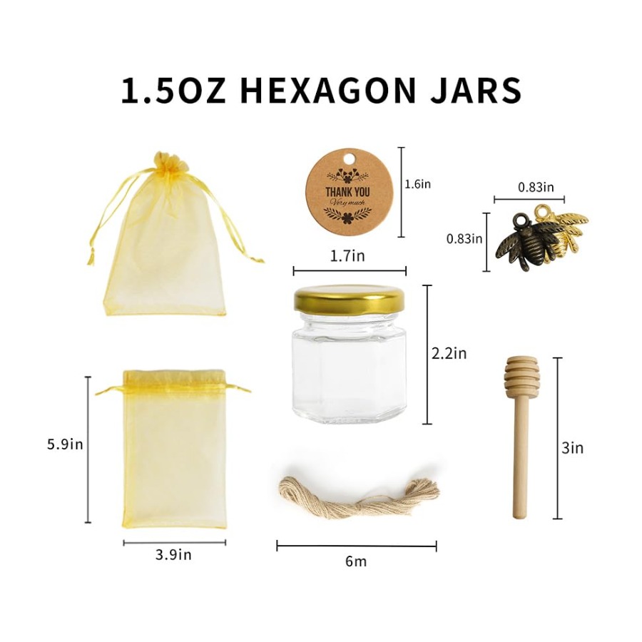 1.5oz 6Pack Mini Glass Hexagon - огляд і ціна Baby Food Glass Jars