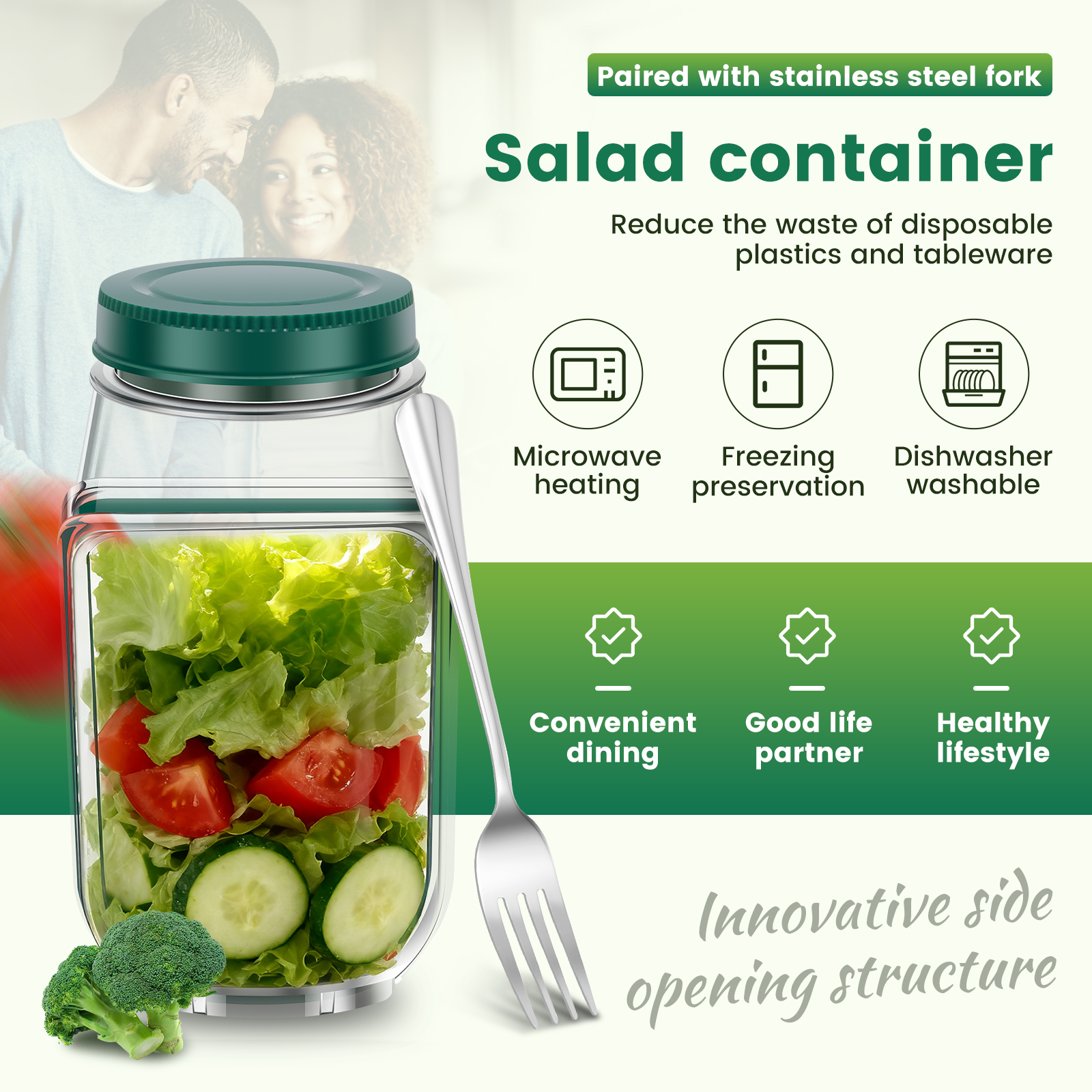 Salad Pod Salad Jar Portable S - огляд і ціна Baby Food Glass Jars