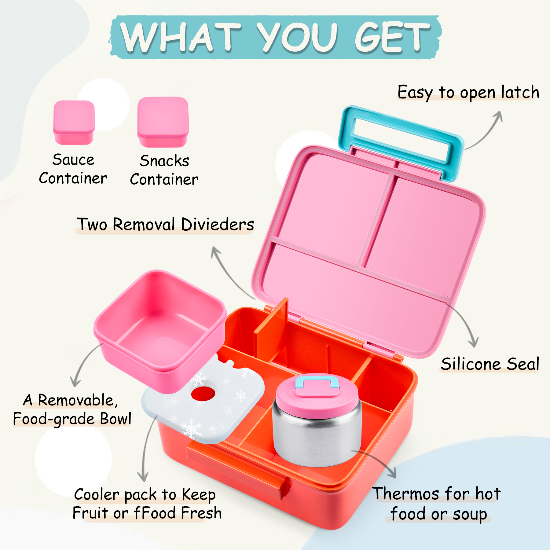 Bento Lunch Box for Kids with  - огляд і ціна Baby Food Storage
